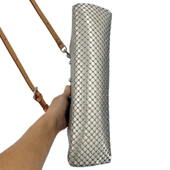 Vintage Whiting & Davis Crossbody Bag Metal Mesh Frame Clasp Silver Metallic - Picture 10 of 13